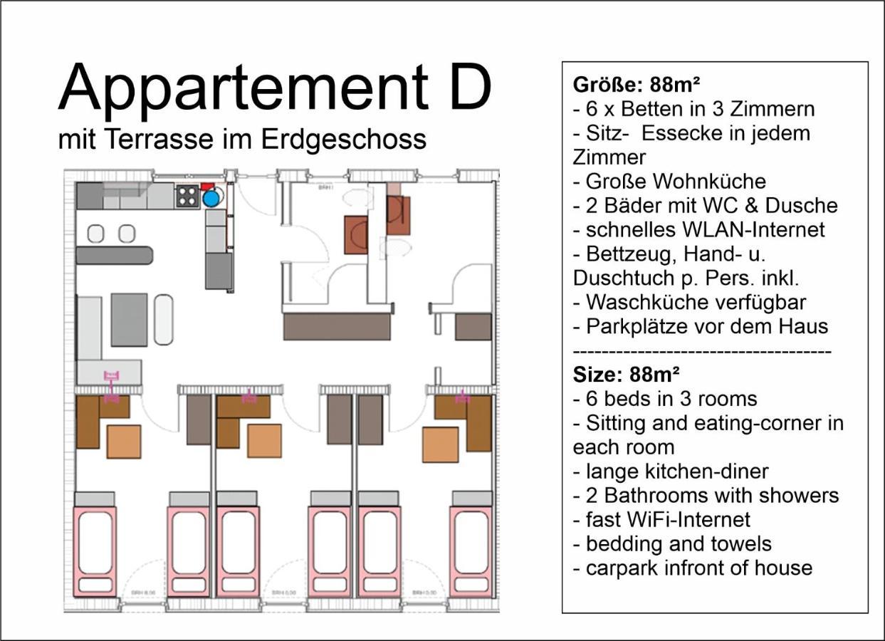 Apartment mit 3 Schlafzimmern und Balkon