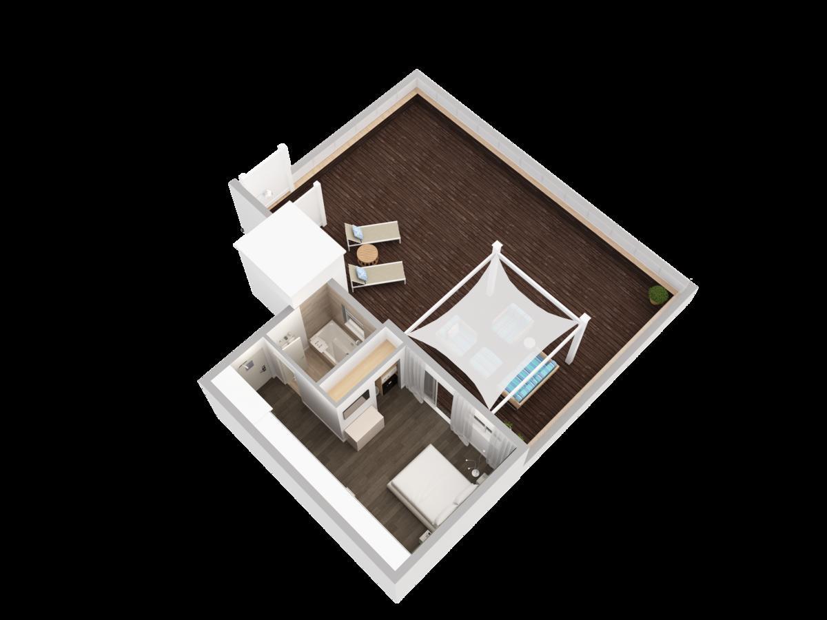 Kamer aan de Oceaan met Kingsize Bed en Terras
